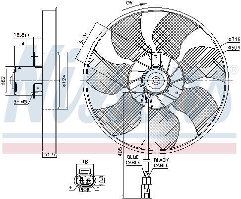 Ventilateur de refroidissement du moteur (Motoventilateur) NISSENS ref. 85957