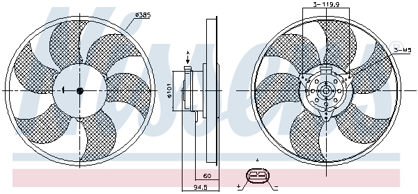 Ventilateur de refroidissement du moteur (Motoventilateur) NISSENS ref. 85959