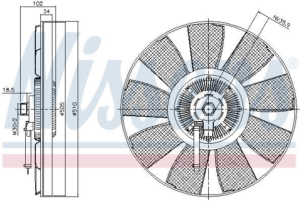 Embrayage, ventilateur de radiateur (Embrayage ventilateur moteur) NISSENS ref. 86218