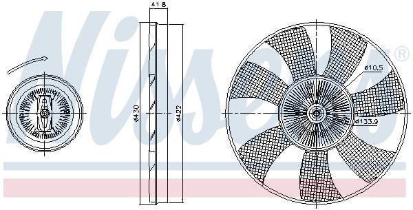 Embrayage, ventilateur de radiateur (Embrayage ventilateur moteur) NISSENS ref. 86221