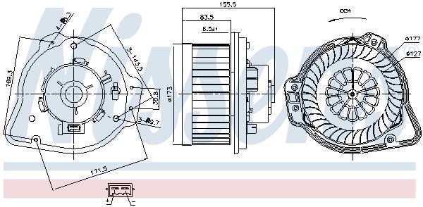 Pulseur d'air habitacle (Ventilateur habitacle) NISSENS 87020