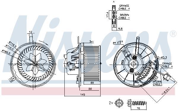 Pulseur d'air habitacle (Ventilateur habitacle) NISSENS 87032