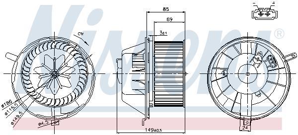 Pulseur d'air habitacle (Ventilateur habitacle) NISSENS ref. 87034