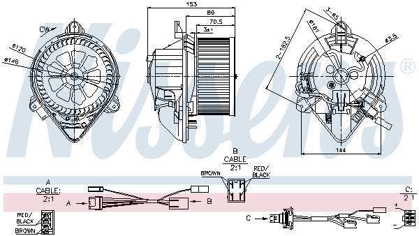 Pulseur d'air habitacle (Ventilateur habitacle) NISSENS 87050