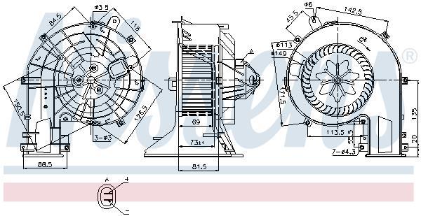Pulseur d'air habitacle (Ventilateur habitacle) NISSENS ref. 87078