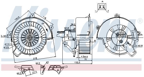 Pulseur d'air habitacle (Ventilateur habitacle) NISSENS 87083