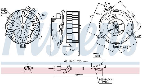 Pulseur d'air habitacle (Ventilateur habitacle) NISSENS 87153