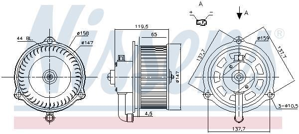 Pulseur d'air habitacle (Ventilateur habitacle) NISSENS ref. 87159
