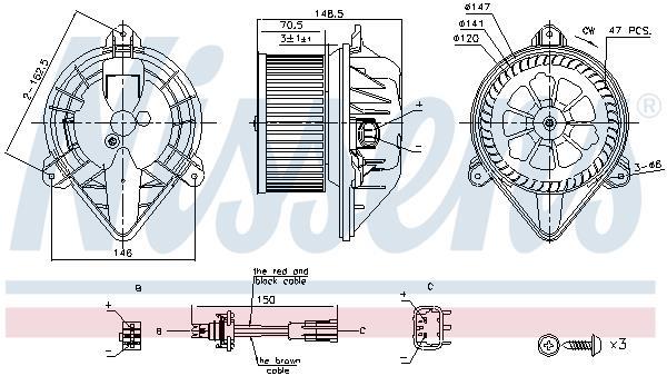 Pulseur d'air habitacle (Ventilateur habitacle) NISSENS 87183