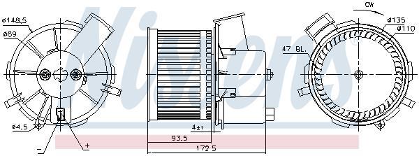 Pulseur d'air habitacle (Ventilateur habitacle) NISSENS ref. 87405