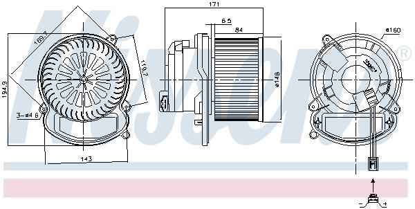 Pulseur d'air habitacle (Ventilateur habitacle) NISSENS 87504