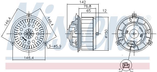 Pulseur d'air habitacle (Ventilateur habitacle) NISSENS ref. 87623