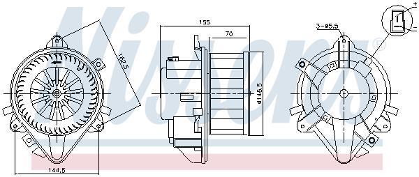 Pulseur d'air habitacle (Ventilateur habitacle) NISSENS 87804
