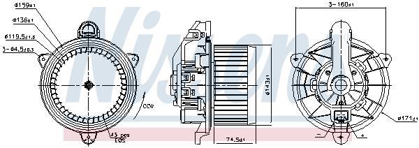 Pulseur d'air habitacle (Ventilateur habitacle) NISSENS ref. 87857
