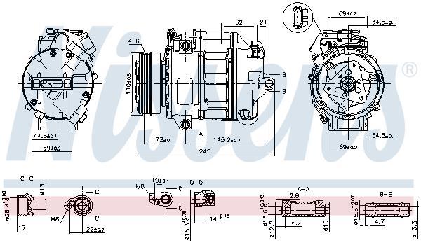 Compresor, aire acondicionado NISSENS 890038