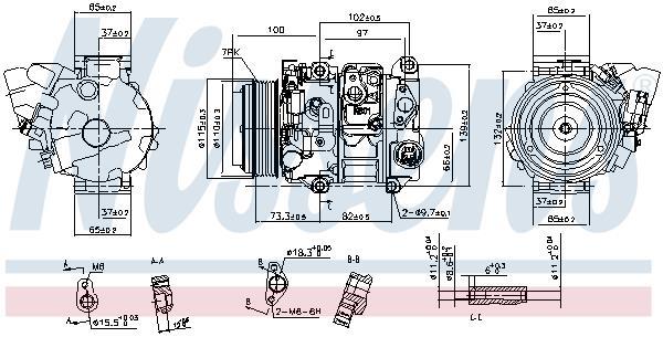 Compresor, aire acondicionado NISSENS ref. 890143