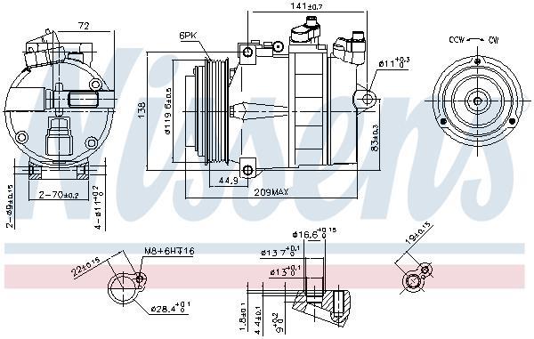 Compresseur, climatisation NISSENS ref. 89022