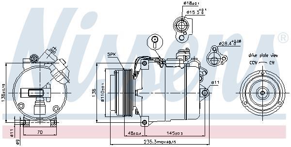Compresseur, climatisation NISSENS ref. 89034
