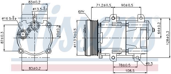 Compresor, aire acondicionado NISSENS ref. 89046