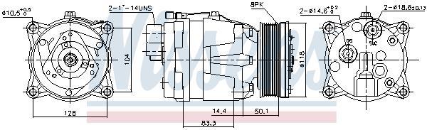 Compresor, aire acondicionado NISSENS ref. 89048