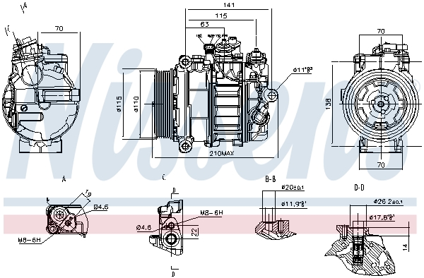 Compresseur, climatisation NISSENS 890590