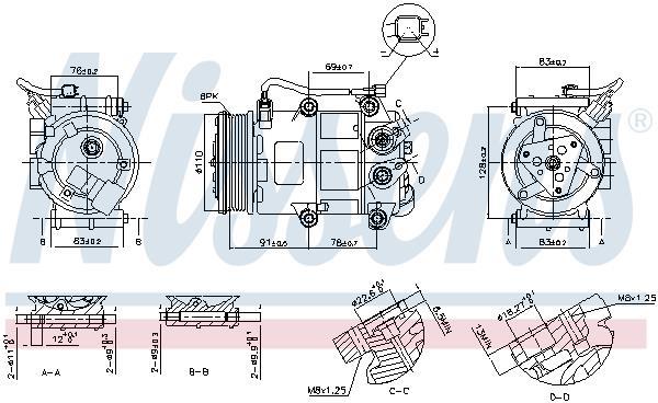 Compresor, aire acondicionado NISSENS ref. 890655