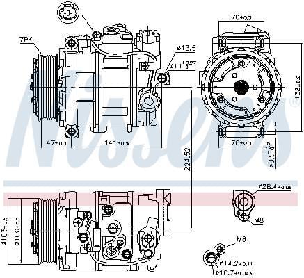 Compresseur, climatisation NISSENS ref. 89090
