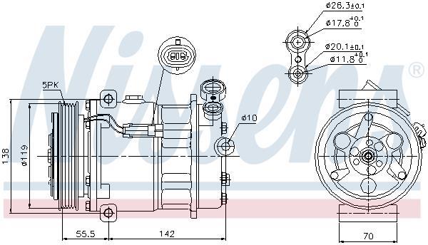 Compresor, aire acondicionado NISSENS ref. 89157