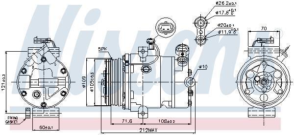 Compresor, aire acondicionado NISSENS ref. 89196