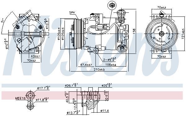 Compresor, aire acondicionado NISSENS ref. 89215