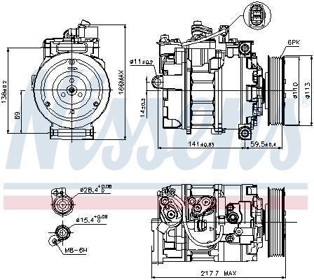 Compresor, aire acondicionado NISSENS ref. 89223