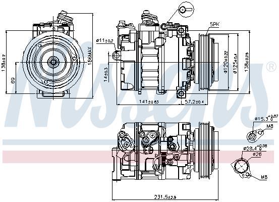 Compresor, aire acondicionado NISSENS ref. 89231
