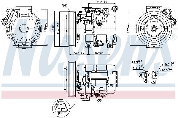 Compresor, aire acondicionado NISSENS ref. 89250
