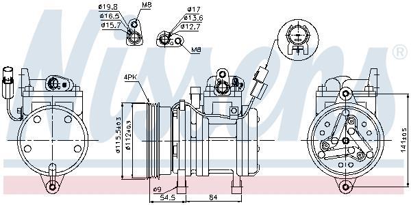 Compresor, aire acondicionado NISSENS ref. 89255