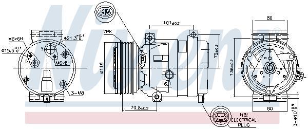 Compresor, aire acondicionado NISSENS ref. 89267