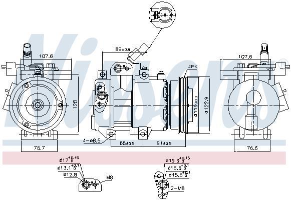 Compresor, aire acondicionado NISSENS ref. 89279