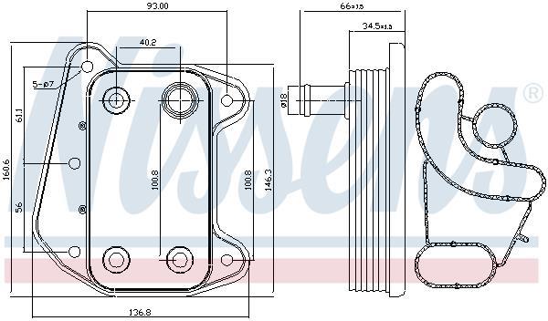 Radiador óleo motor NISSENS ref. 90622