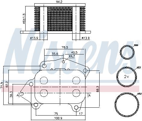 Radiateur d'huile moteur (Refroidisseur d'huile moteur) NISSENS ref. 90717