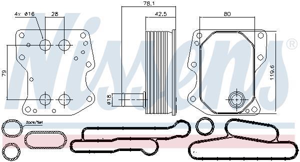 Radiateur d'huile moteur (Refroidisseur d'huile moteur) NISSENS ref. 90723