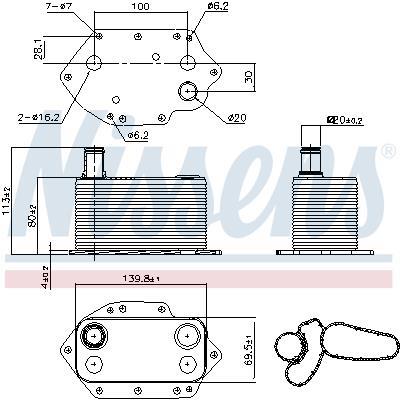 Radiador óleo motor NISSENS ref. 90905