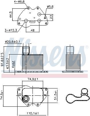 Radiateur d'huile moteur (Refroidisseur d'huile moteur) NISSENS ref. 90981