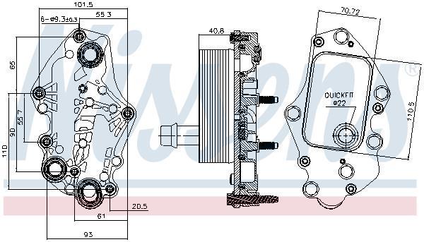 Radiateur d'huile moteur (Refroidisseur d'huile moteur) NISSENS 90982