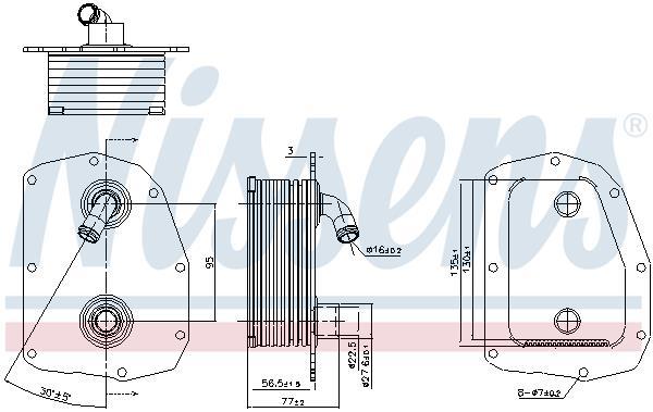 Radiateur d'huile moteur (Refroidisseur d'huile moteur) NISSENS ref. 91179