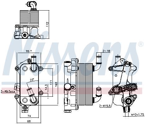 Radiateur d'huile moteur (Refroidisseur d'huile moteur) NISSENS 91182