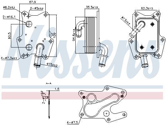 Radiateur d'huile moteur (Refroidisseur d'huile moteur) NISSENS 91239
