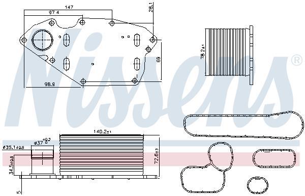 Radiateur d'huile moteur (Refroidisseur d'huile moteur) NISSENS ref. 91303