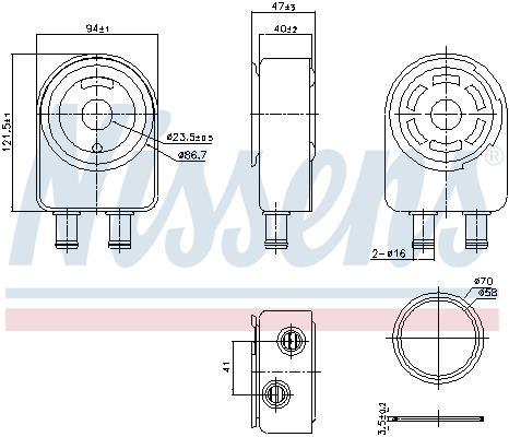 Radiateur d'huile moteur (Refroidisseur d'huile moteur) NISSENS ref. 91451