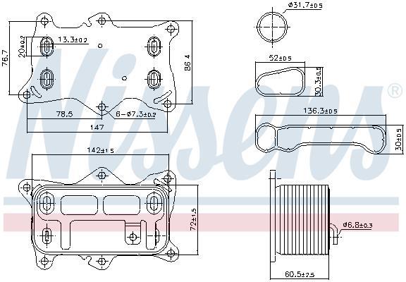 Radiateur d'huile moteur (Refroidisseur d'huile moteur) NISSENS 91472