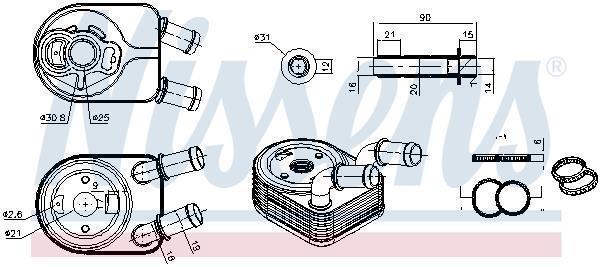 Radiateur d'huile moteur (Refroidisseur d'huile moteur) NISSENS 91499