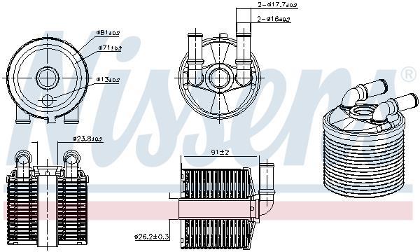 Radiador de aceite, transmisión automática NISSENS ref. 91506